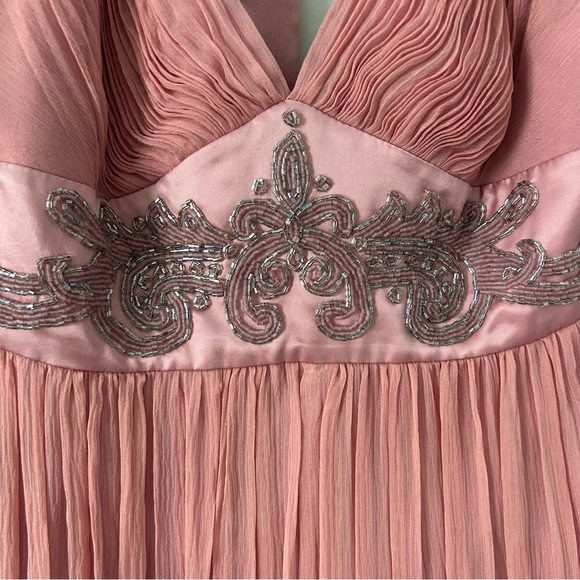 BCBG Maxazria Pink Halter Silk Beaded Halter Long Evening Dress NWT 8 - Picture 5 of 11